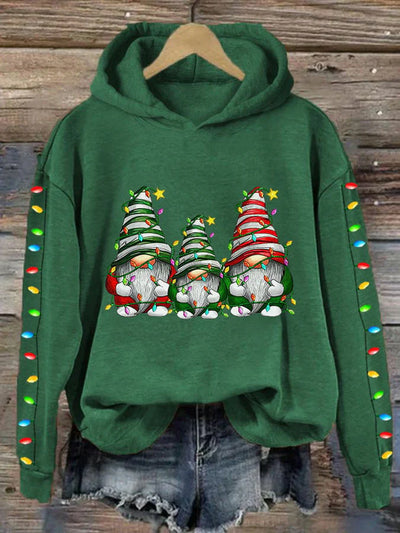 Relaxed Hoodie Festive Knit Pullover