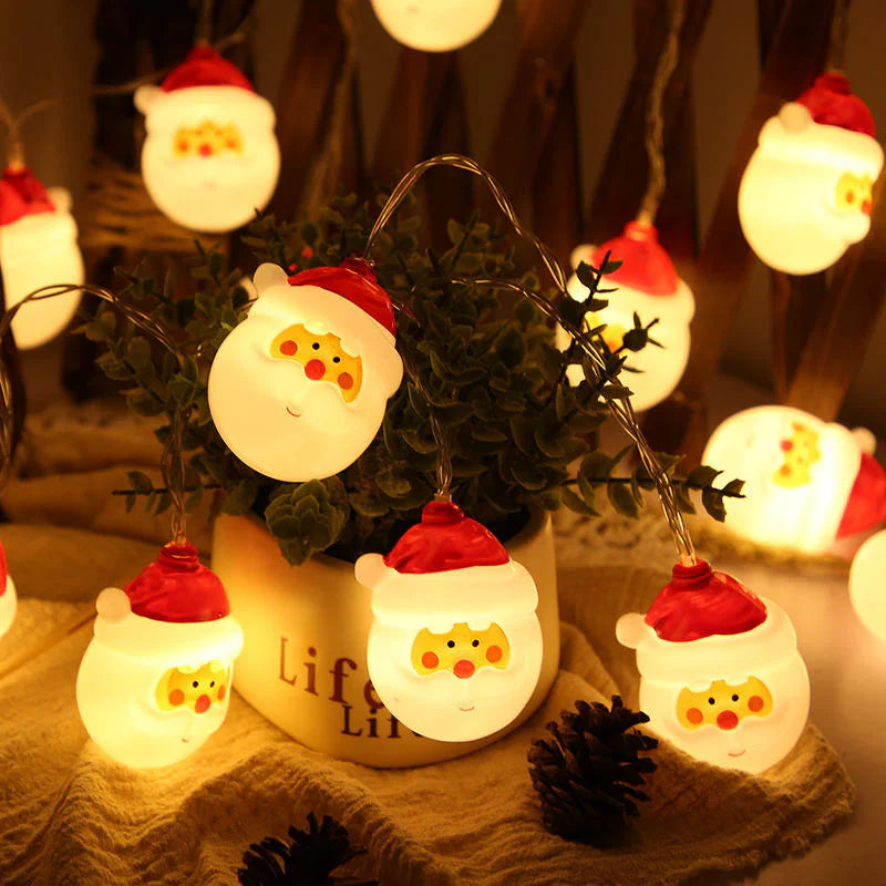 Festive LED String Lights for Winter Decoration with Snowman Design