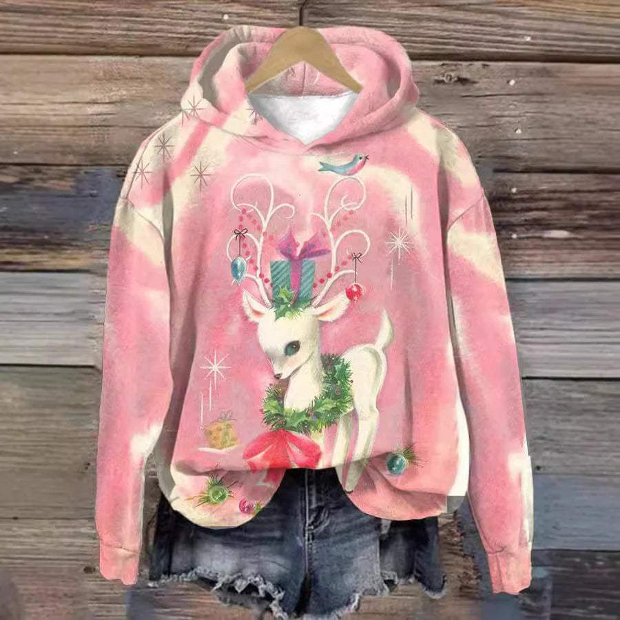 Relaxed Hoodie Festive Knit Pullover