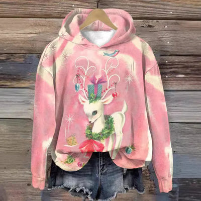 Relaxed Hoodie Festive Knit Pullover