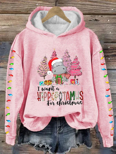 Relaxed Hoodie Festive Knit Pullover