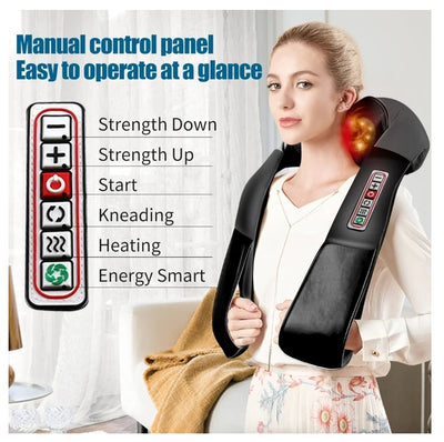 Shiatsu Back Neck And Shoulder Massager With Heat Deep Tissue 3D Kneading Pillow