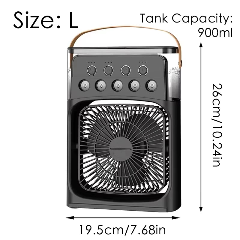 Portable Mini Fan 3 in 1 Cooler Home House LED USB Desk Bedroom Indoor Air Conditioner Humidifier Fans Summer Cool Living Room