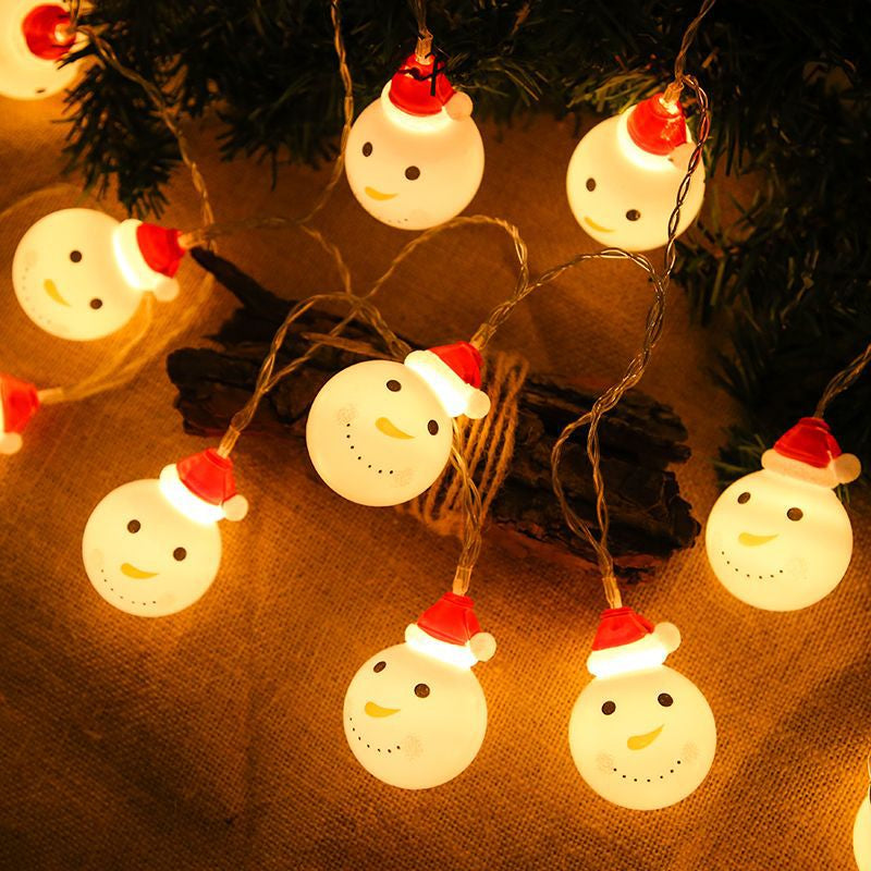 Festive LED String Lights for Winter Decoration with Snowman Design
