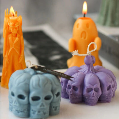 Halloween Ghost Bride Groom Candle Silicone Mold DIY Skull Pumpkin Candle Making Resin Soap Mold Christmas Gift Craft Home Decor