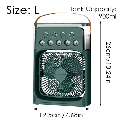 Portable Mini Fan 3 in 1 Cooler Home House LED USB Desk Bedroom Indoor Air Conditioner Humidifier Fans Summer Cool Living Room