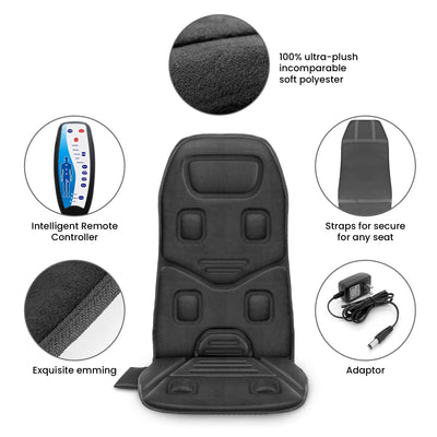 Back Massager Chair Pad, 10 Motors Vibration Massage Seat Cushion with Heat for Home Office Use