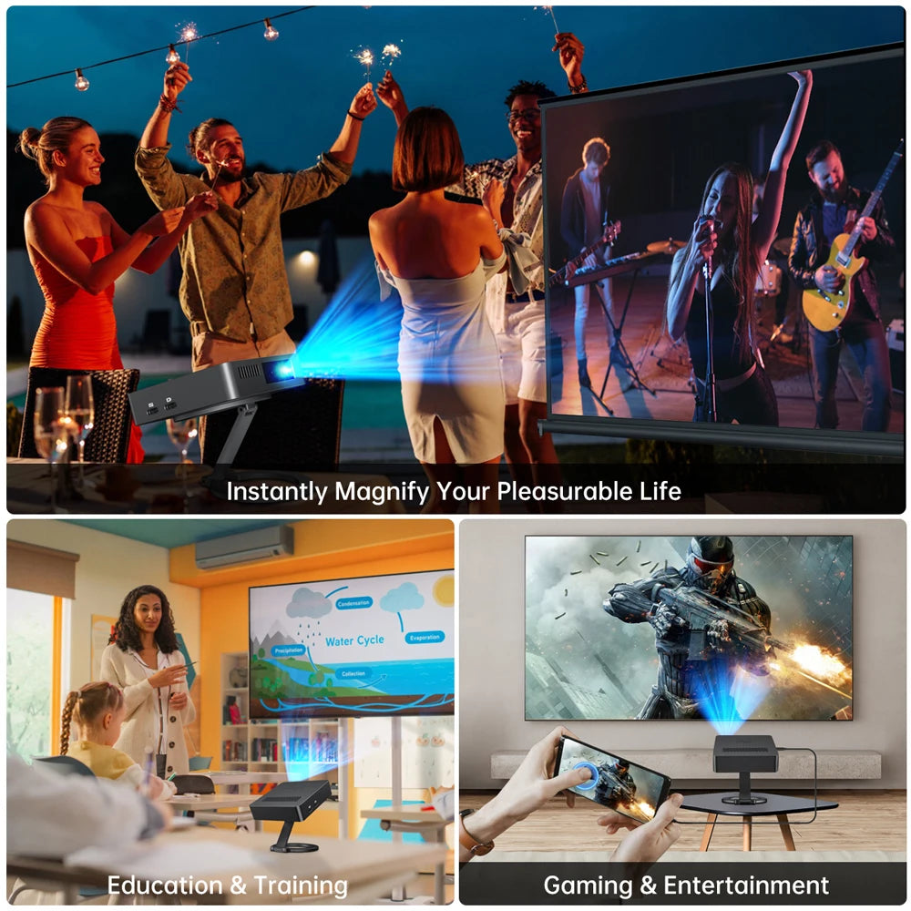 US EU Uniehrtz 8849 MARS Mini Projector DLP Auto Focus & Key Projector Support Laptop, PC, Smartphone Portable Pocket Size