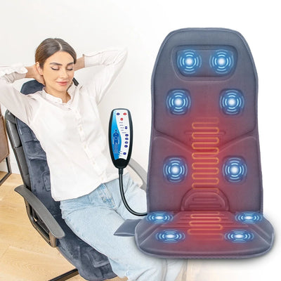 Back Massager Chair Pad, 10 Motors Vibration Massage Seat Cushion with Heat for Home Office Use