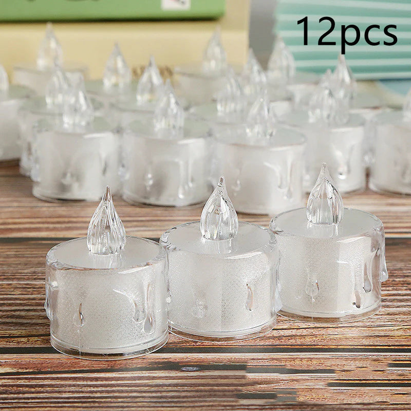 Flickering LED Tea Wax Lamps for Home Ambiance Lighting