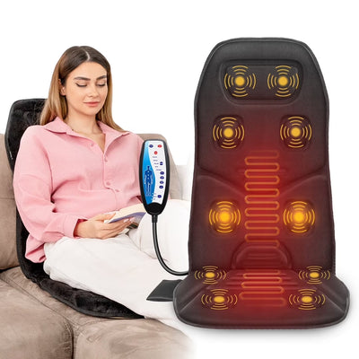 Back Massager Chair Pad, 10 Motors Vibration Massage Seat Cushion with Heat for Home Office Use