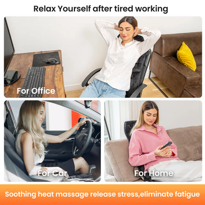 Back Massager Chair Pad, 10 Motors Vibration Massage Seat Cushion with Heat for Home Office Use