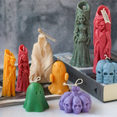 Halloween Ghost Bride Groom Candle Silicone Mold DIY Skull Pumpkin Candle Making Resin Soap Mold Christmas Gift Craft Home Decor