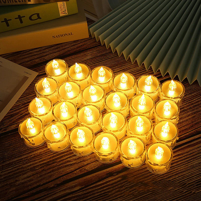 Flickering LED Tea Wax Lamps for Home Ambiance Lighting