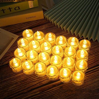 Flickering LED Tea Wax Lamps for Home Ambiance Lighting