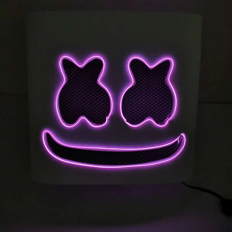 DJ Luminous Head Mask Lifelike Marshmello Mask Breathable Helmet Mask Durable Carnival Festival Halloween Party Props Cosplay
