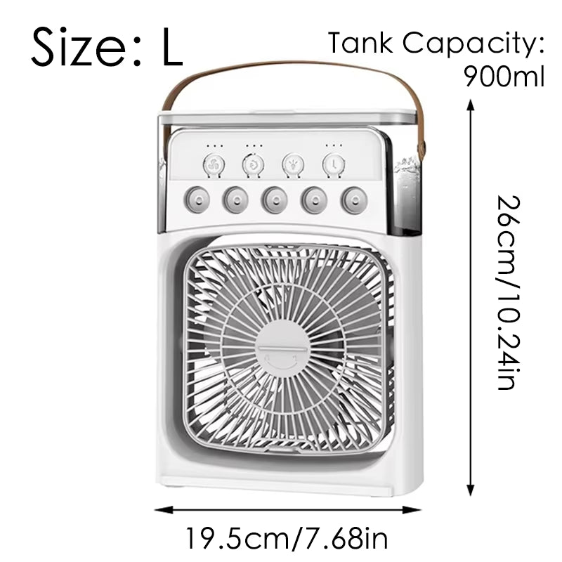 Portable Mini Fan 3 in 1 Cooler Home House LED USB Desk Bedroom Indoor Air Conditioner Humidifier Fans Summer Cool Living Room