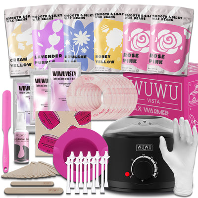 Waxing Kit 56pc Hair Removal Set For Brazilian, Face, Body, Includes Wax Warmer, Wax Beads & Post-Care Kit