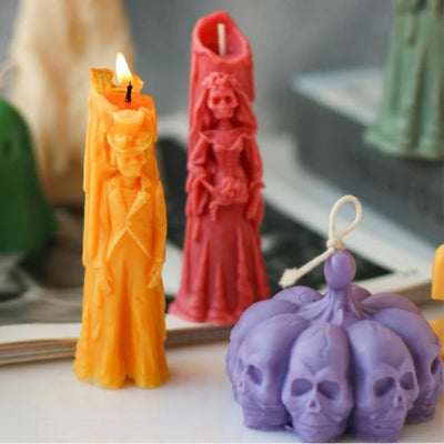 Halloween Ghost Bride Groom Candle Silicone Mold DIY Skull Pumpkin Candle Making Resin Soap Mold Christmas Gift Craft Home Decor