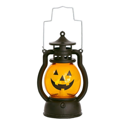 Spooky Portable Lantern with Skull and Pumpkin Design
