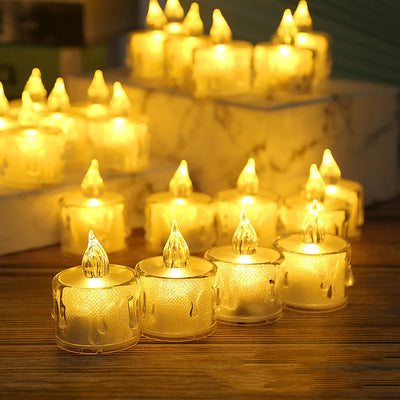 Flickering LED Tea Wax Lamps for Home Ambiance Lighting