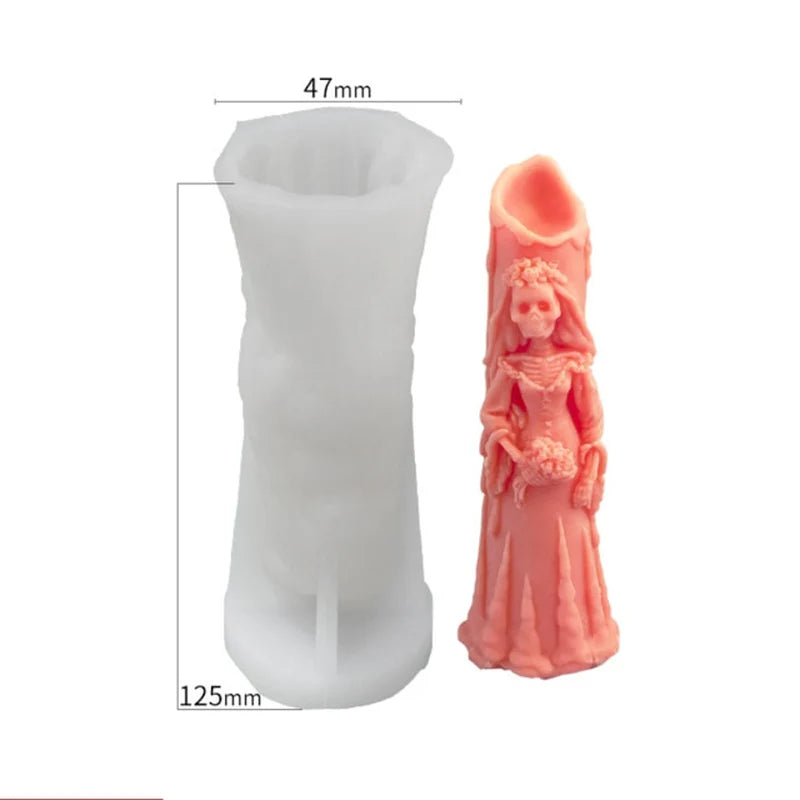 Halloween Ghost Bride Groom Candle Silicone Mold DIY Skull Pumpkin Candle Making Resin Soap Mold Christmas Gift Craft Home Decor