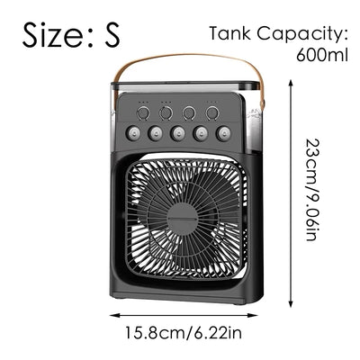 Portable Mini Fan 3 in 1 Cooler Home House LED USB Desk Bedroom Indoor Air Conditioner Humidifier Fans Summer Cool Living Room