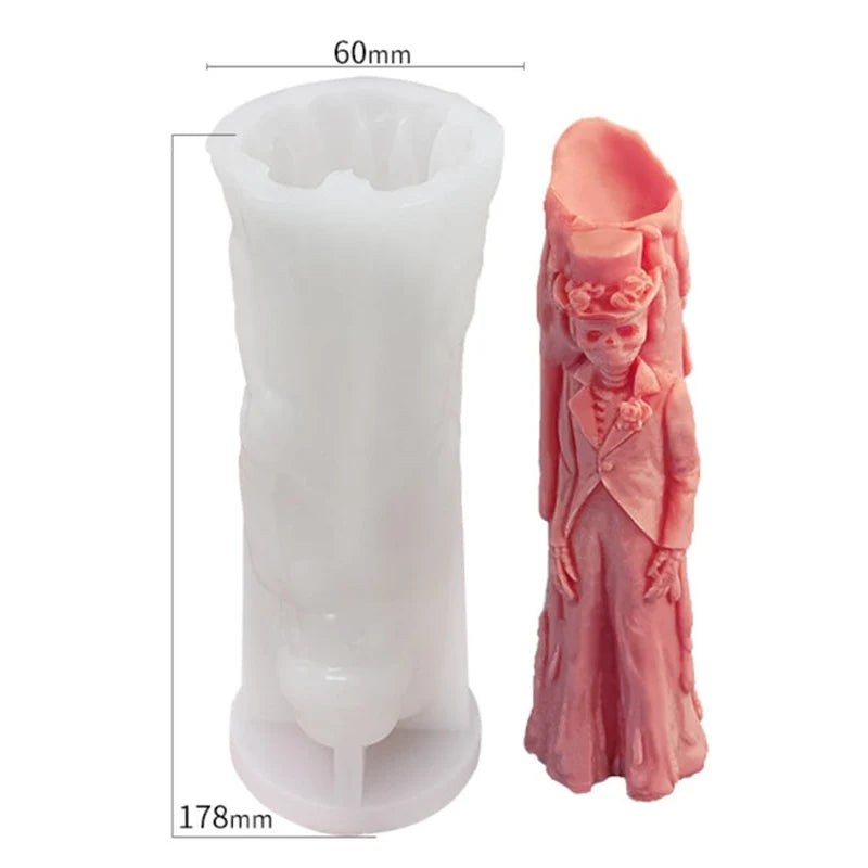 Halloween Ghost Bride Groom Candle Silicone Mold DIY Skull Pumpkin Candle Making Resin Soap Mold Christmas Gift Craft Home Decor