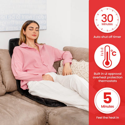 Back Massager Chair Pad, 10 Motors Vibration Massage Seat Cushion with Heat for Home Office Use