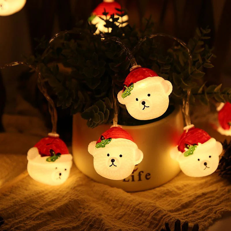 Festive LED String Lights for Winter Decoration with Snowman Design
