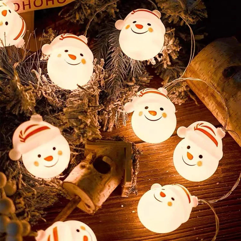 Festive LED String Lights for Winter Decoration with Snowman Design