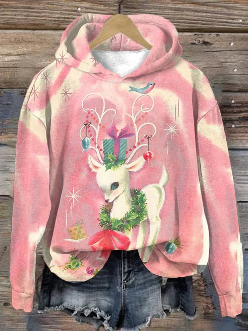 Relaxed Hoodie Festive Knit Pullover