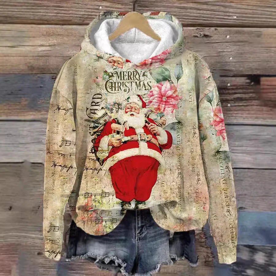 Relaxed Hoodie Festive Knit Pullover