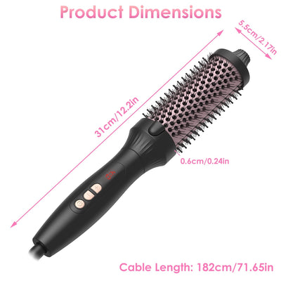 1Pc 3 In 1 Thermal Brush Hair Curler Brush Hair Curler Straightener With 10 Heating Levels 30S Fast Heating Fit For All Hair Types For Home Travel