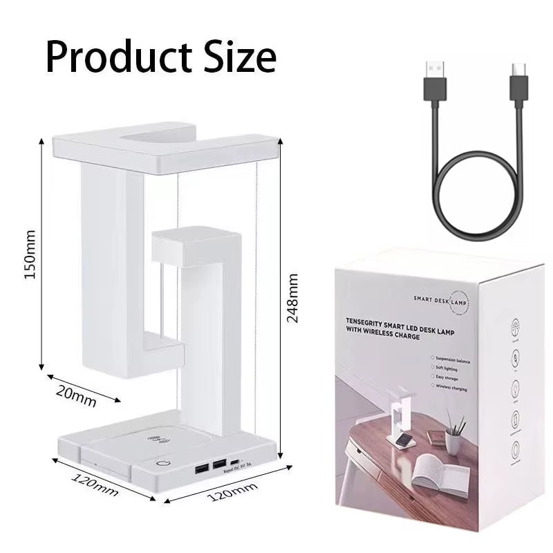 INS LED Night Light Anti-Gravity Physics Balance Suspension Table Desk Lamp Phone Wireless Charger Home Decor Bedside Lighting