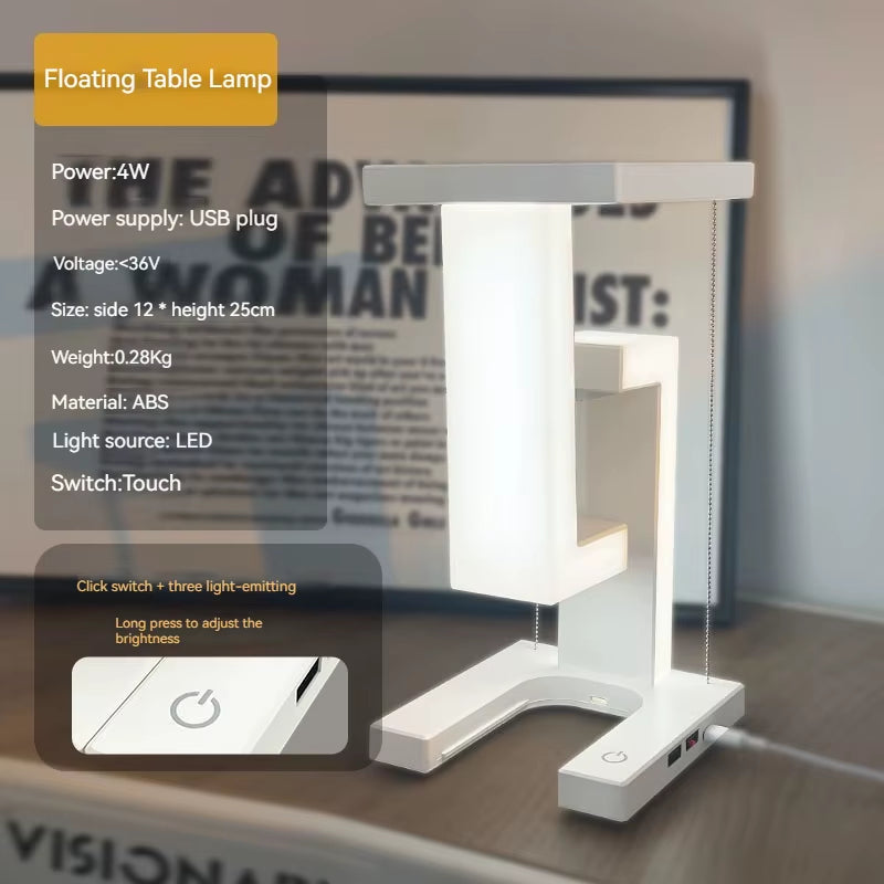 INS LED Night Light Anti-Gravity Physics Balance Suspension Table Desk Lamp Phone Wireless Charger Home Decor Bedside Lighting